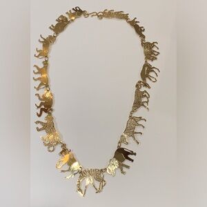 Wild Bryde gold plate necklace safari animals Elephant cheetah hippo Giraffe